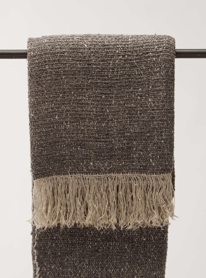 Florence Handwoven Linen Throw 130cm x 190cm - Charcoal / Nat
