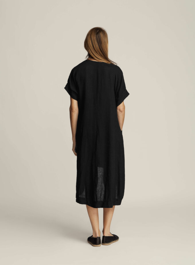 Lettie Pure Linen Dress - Black