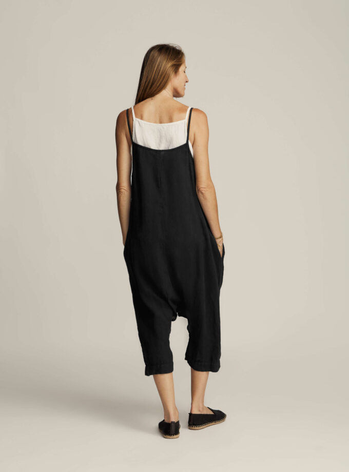 Shiva Pure Linen Jumpsuit - Black