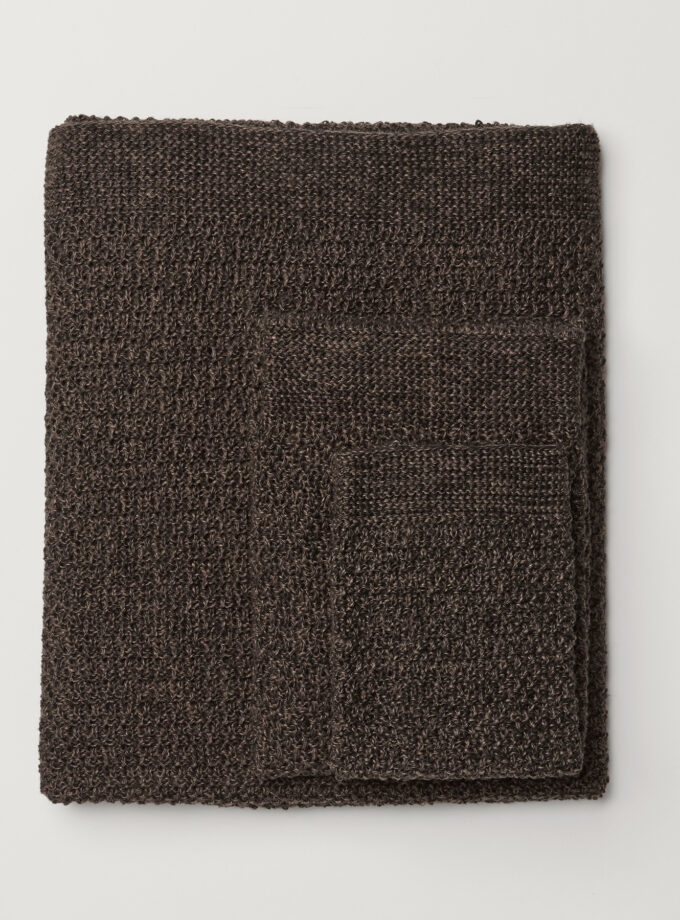 Stella Knitted Pure Linen Face Cloth - Pack of 2 - Charcoal/Black