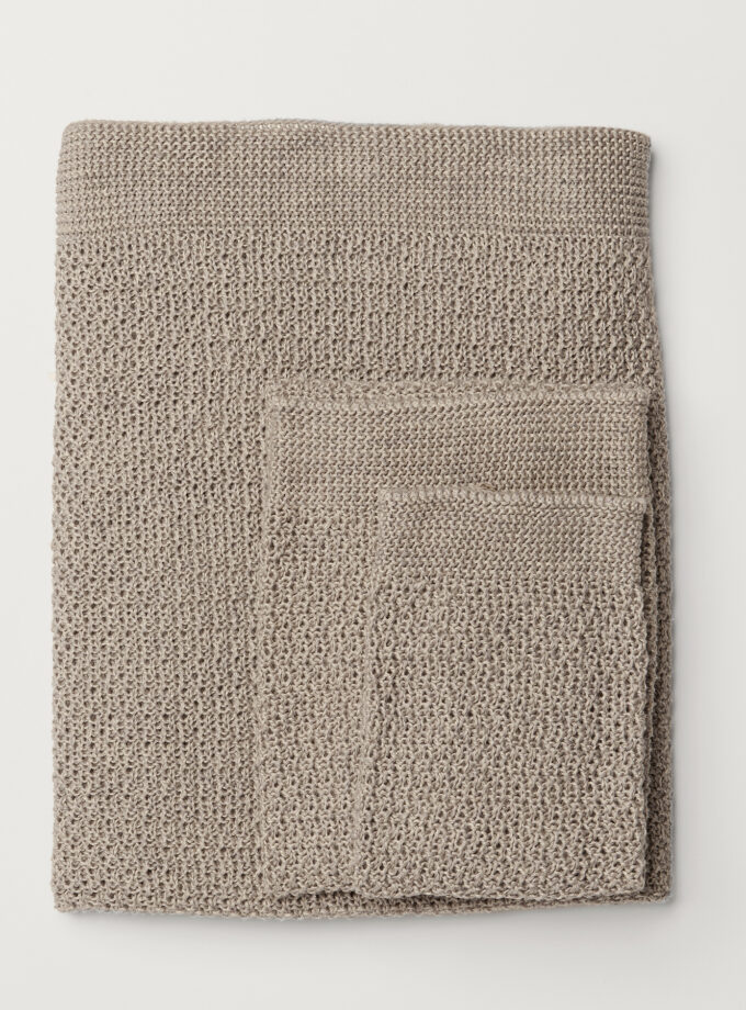 Stella Knitted Pure Linen Face Cloth - Pack of 2 - Dove/Natural