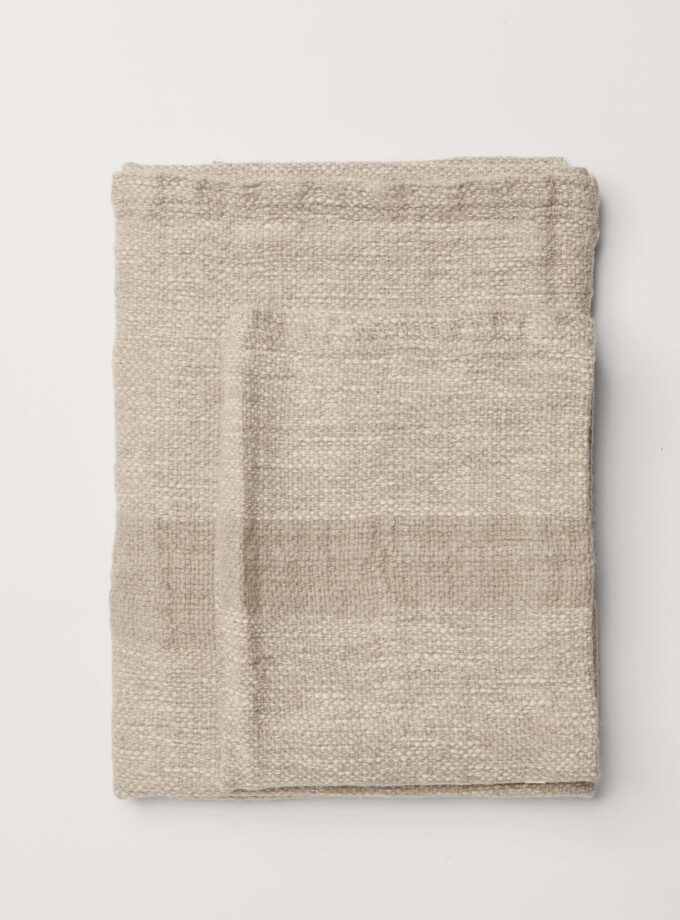 Sadie Handwoven Linen / Cotton Hand Towel - Natural/White with Natural Stripe