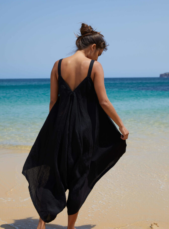Abi Pure Linen Jumpsuit - Black