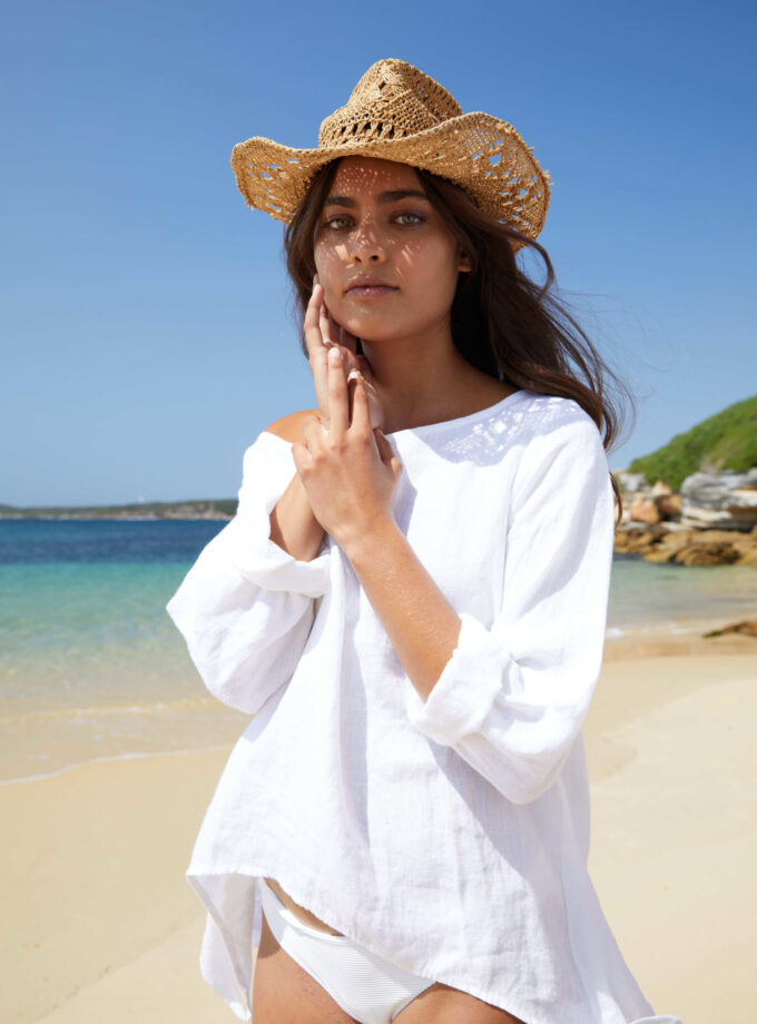Charlie Pure Linen Top - White