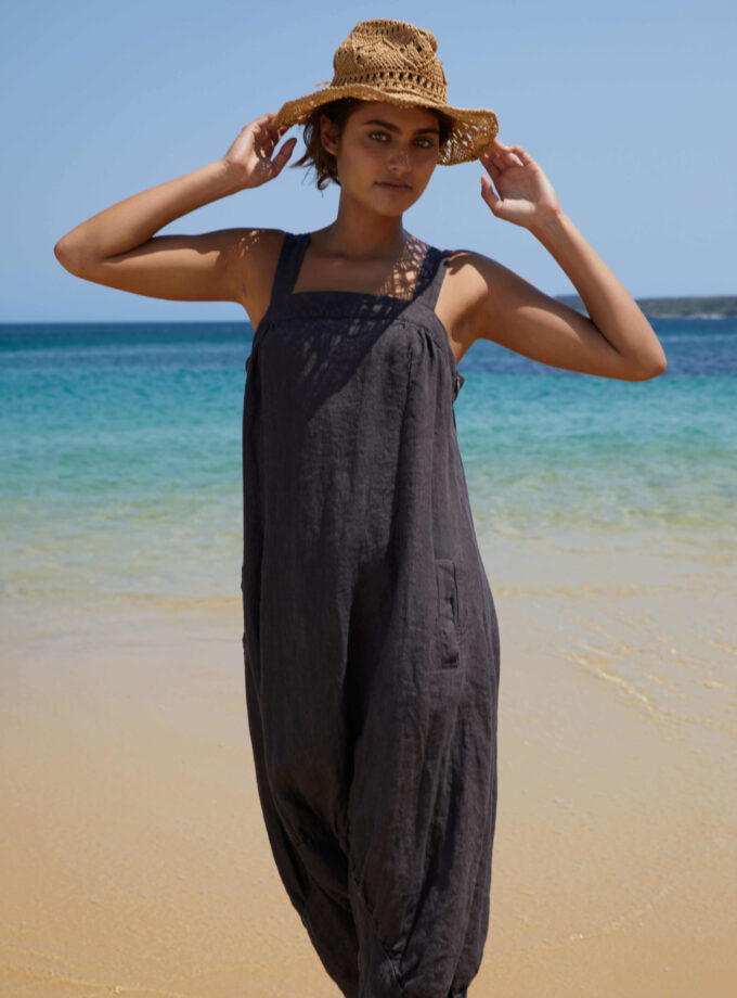Rai Pure Linen Jumpsuit - Cocoa