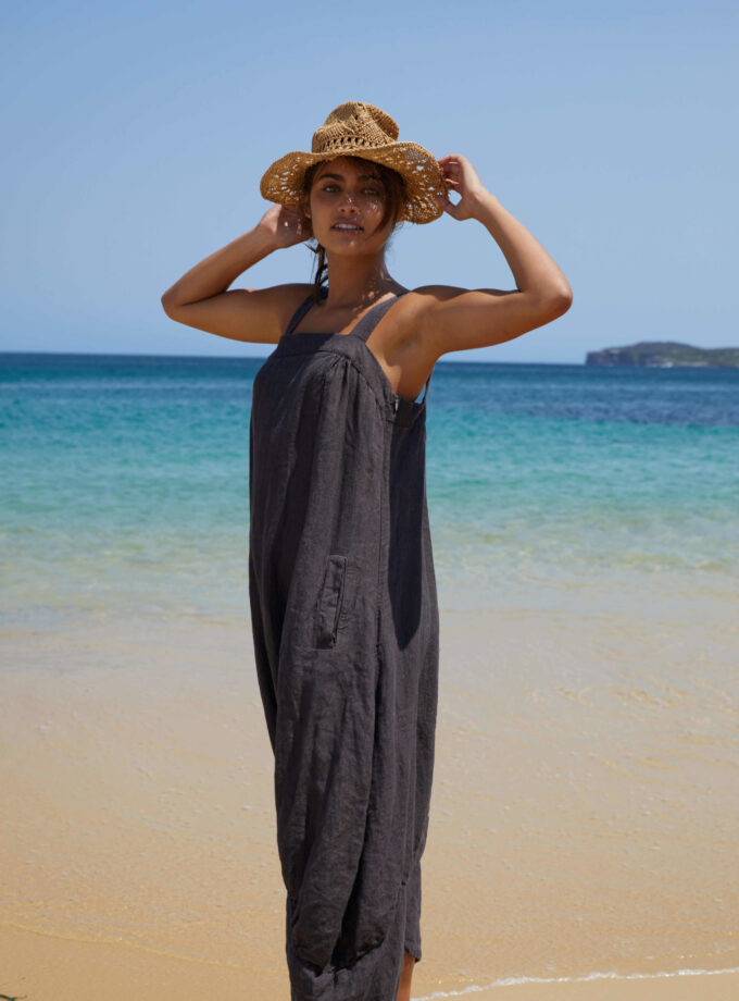 Rai Pure Linen Jumpsuit - Cocoa