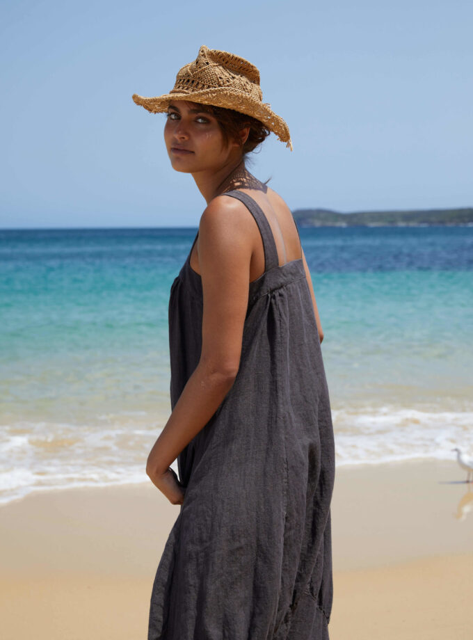 Rai Pure Linen Jumpsuit - Cocoa